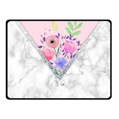 Minimal Pink Floral Marble A Fleece Blanket (small) by gloriasanchez