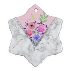 Minimal Pink Floral Marble A Ornament (snowflake)