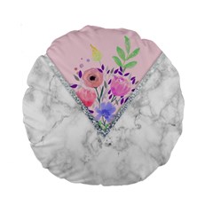 Minimal Pink Floral Marble A Standard 15  Premium Round Cushions by gloriasanchez