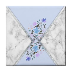 Minimal Silver Blue Marble Bouquet A Tile Coaster by gloriasanchez