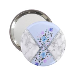 Minimal Silver Blue Marble Bouquet A 2 25  Handbag Mirrors by gloriasanchez