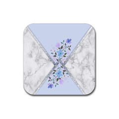 Minimal Silver Blue Marble Bouquet A Rubber Coaster (square)  by gloriasanchez