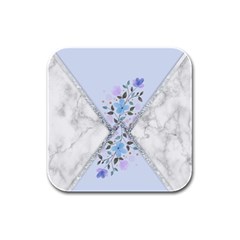 Minimal Silver Blue Marble Bouquet A Rubber Square Coaster (4 Pack)  by gloriasanchez