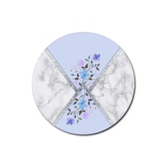 Minimal Silver Blue Marble Bouquet A Rubber Coaster (round)  by gloriasanchez