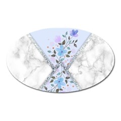 Minimal Silver Blue Marble Bouquet A Oval Magnet by gloriasanchez