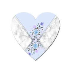 Minimal Silver Blue Marble Bouquet A Heart Magnet