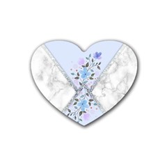 Minimal Silver Blue Marble Bouquet A Rubber Coaster (heart)  by gloriasanchez