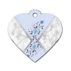 Minimal Silver Blue Marble Bouquet A Dog Tag Heart (one Side) by gloriasanchez