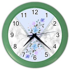 Minimal Silver Blue Marble Bouquet A Color Wall Clock by gloriasanchez