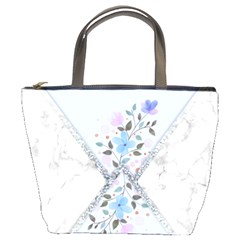 Minimal Silver Blue Marble Bouquet A Bucket Bag