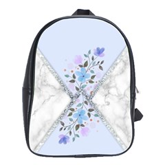 Minimal Silver Blue Marble Bouquet A School Bag (large) by gloriasanchez