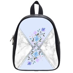 Minimal Silver Blue Marble Bouquet A School Bag (small) by gloriasanchez