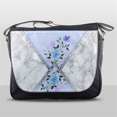 Minimal Silver Blue Marble Bouquet A Messenger Bag by gloriasanchez