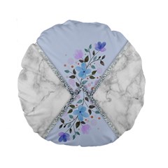 Minimal Silver Blue Marble Bouquet A Standard 15  Premium Round Cushions by gloriasanchez