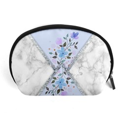 Minimal Silver Blue Marble Bouquet A Accessory Pouch (large) by gloriasanchez