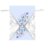 Minimal Silver Blue Marble Bouquet A  Lightweight Drawstring Pouch (XL) Front