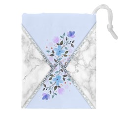 Minimal Silver Blue Marble Bouquet A Drawstring Pouch (5xl)