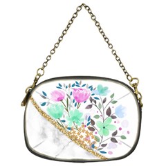 Minimal Green Gold Floral Marble A Chain Purse (one Side) by gloriasanchez