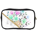 Minimal Green Gold Floral Marble A Toiletries Bag (One Side) Front