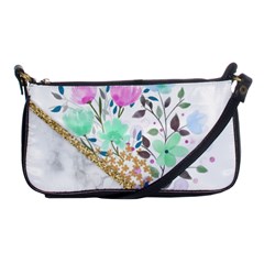 Minimal Green Gold Floral Marble A Shoulder Clutch Bag by gloriasanchez