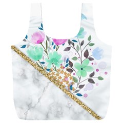 Minimal Green Gold Floral Marble A Full Print Recycle Bag (xxxl)