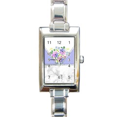 Minimal Purble Floral Marble A Rectangle Italian Charm Watch