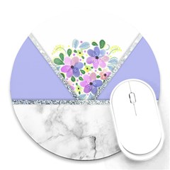 Minimal Purble Floral Marble A Round Mousepads by gloriasanchez