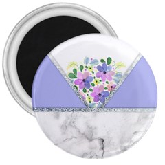 Minimal Purble Floral Marble A 3  Magnets