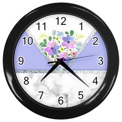 Minimal Purble Floral Marble A Wall Clock (Black)