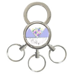 Minimal Purble Floral Marble A 3-Ring Key Chain