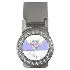 Minimal Purble Floral Marble A Money Clips (CZ) 