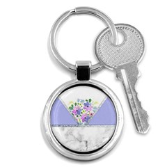 Minimal Purble Floral Marble A Key Chain (Round)