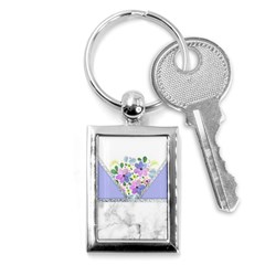 Minimal Purble Floral Marble A Key Chain (Rectangle)