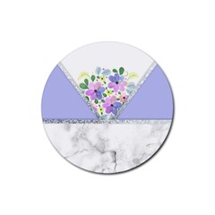 Minimal Purble Floral Marble A Rubber Round Coaster (4 Pack)  by gloriasanchez