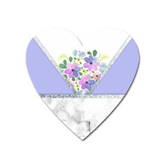 Minimal Purble Floral Marble A Heart Magnet