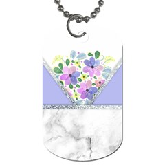 Minimal Purble Floral Marble A Dog Tag (Two Sides)