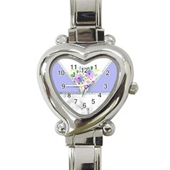 Minimal Purble Floral Marble A Heart Italian Charm Watch