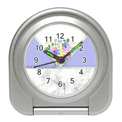 Minimal Purble Floral Marble A Travel Alarm Clock by gloriasanchez