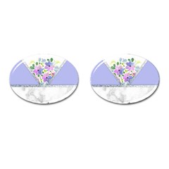 Minimal Purble Floral Marble A Cufflinks (Oval)