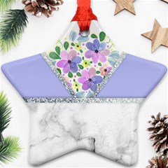 Minimal Purble Floral Marble A Star Ornament (two Sides)