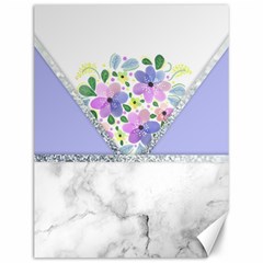 Minimal Purble Floral Marble A Canvas 12  x 16 