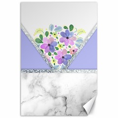 Minimal Purble Floral Marble A Canvas 24  x 36 