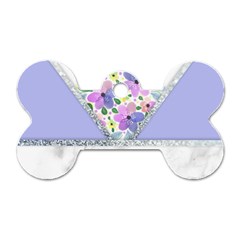 Minimal Purble Floral Marble A Dog Tag Bone (One Side)