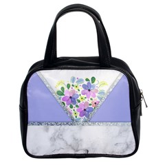 Minimal Purble Floral Marble A Classic Handbag (Two Sides)