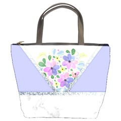 Minimal Purble Floral Marble A Bucket Bag