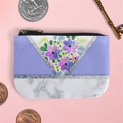 Minimal Purble Floral Marble A Mini Coin Purse