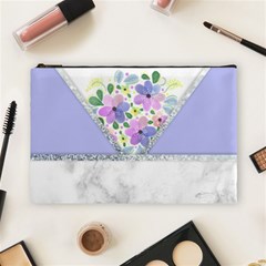 Minimal Purble Floral Marble A Cosmetic Bag (large) by gloriasanchez