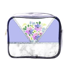 Minimal Purble Floral Marble A Mini Toiletries Bag (One Side)