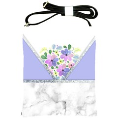 Minimal Purble Floral Marble A Shoulder Sling Bag