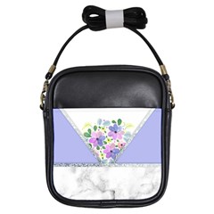 Minimal Purble Floral Marble A Girls Sling Bag